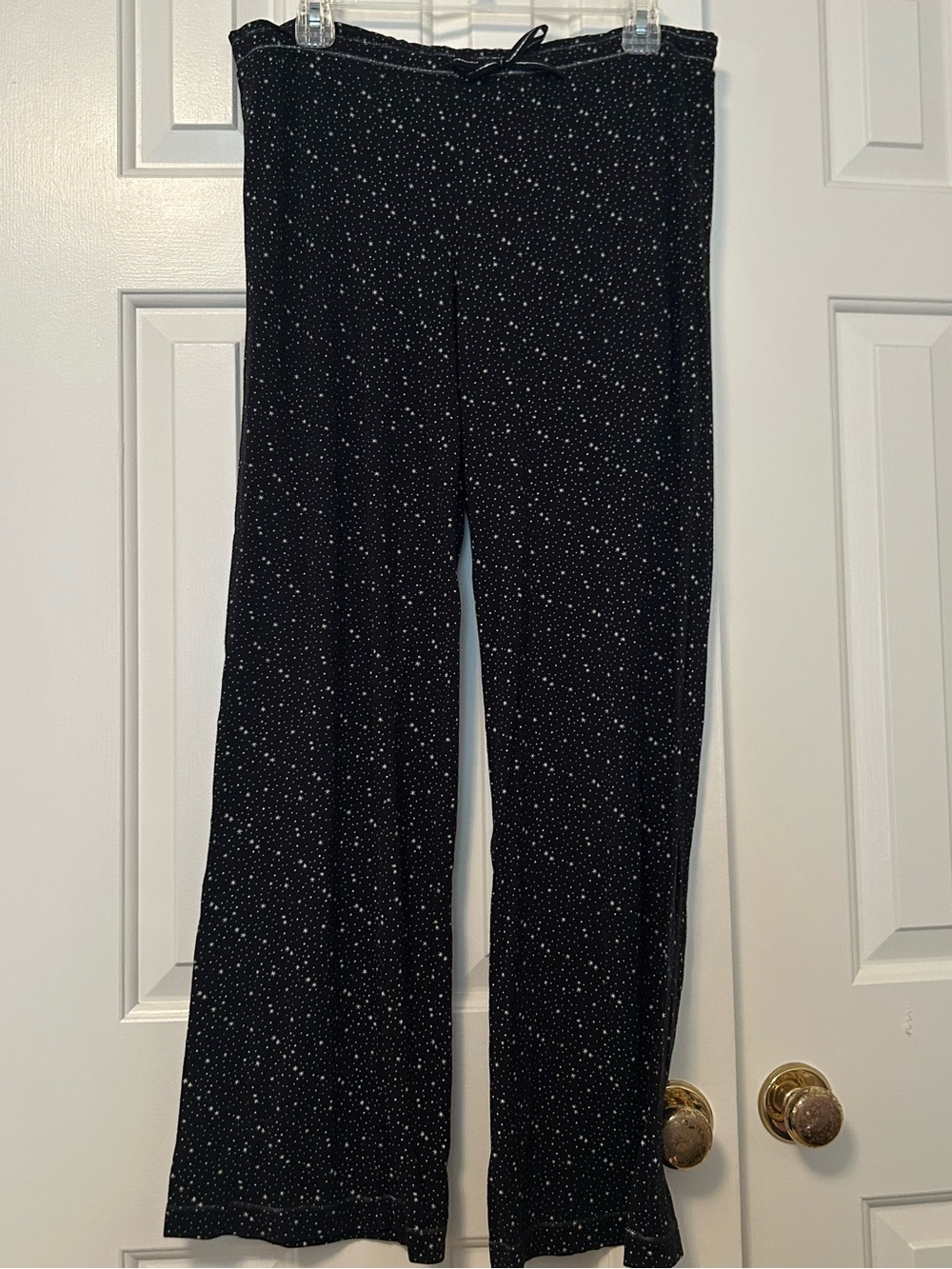 Victoria's Secret Soft Pajama Pants Black with White Stars Print Size Medium